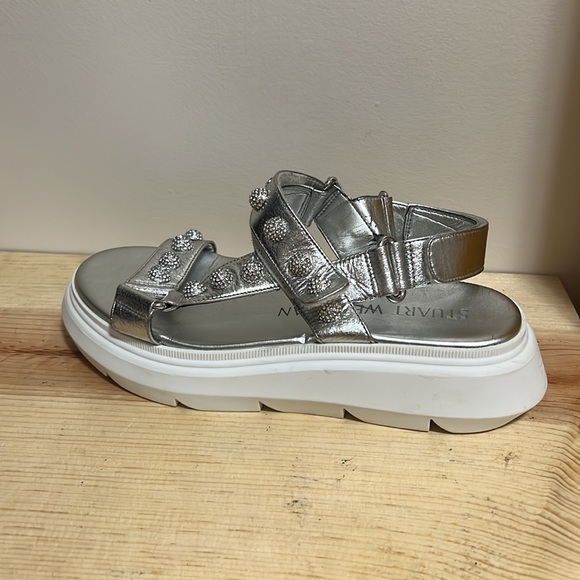Stuart Weitzman Zoelie Crystal Ball Sandal In Silver - Picture 6 of 12